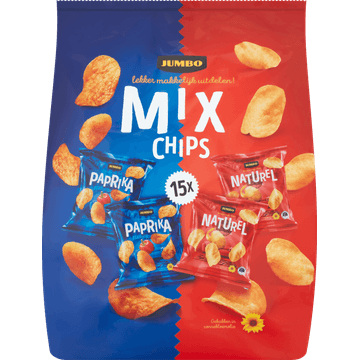 Jumbo Chips Uitdeelzak Paprika & Naturel 15 Stuks