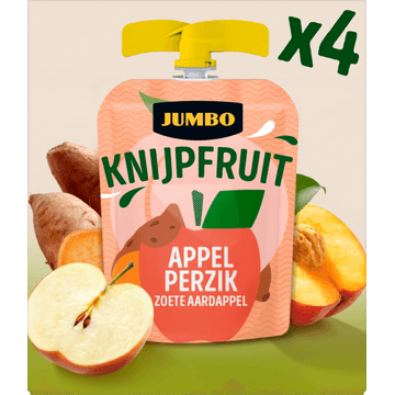 Jumbo Knijpfruit Appel Perzik Zoete Aardappel 4 x 90 g