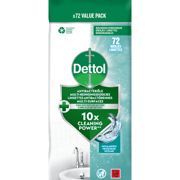 Dettol Antibacteriële Schoonmaakdoekjes Oceaanfris 72 Stuks