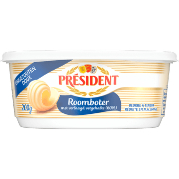 Président Roomboter met Verlaagd Vetgehalte (60%) Ongezouten 200 g