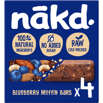 Nakd. Raw Fruitreep met noten Blueberry Muffin 4 x 35 g