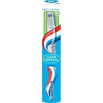 Aquafresh Clean Control Soft dagelijkse Tandenborstel 1 stuk, 100% plasticvrije verpakking