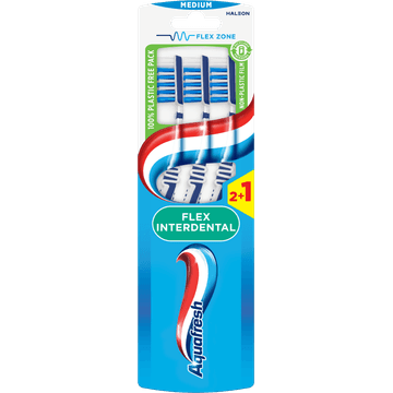 Aquafresh Flex Interdental Medium dagelijkse Tandenborstel 2+1 gratis in 100% plasticvrije verpakking