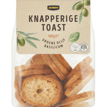 Jumbo Knapperige Toast Groene Olijf Basilicum 100 g