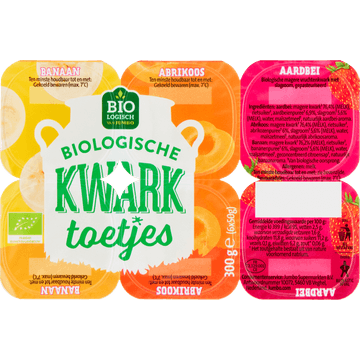 Jumbo Biologische Kwarktoetjes Aardbei, Abrikoos, Banaan 6 Stuks