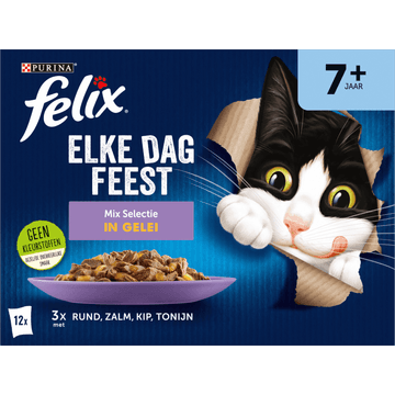 FELIX® Elke Dag Feest Senior Mix Selectie in Gelei Kattenvoer 12x85g