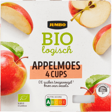 Jumbo Biologisch Appelmoes 4 Cups 4 x 100 g