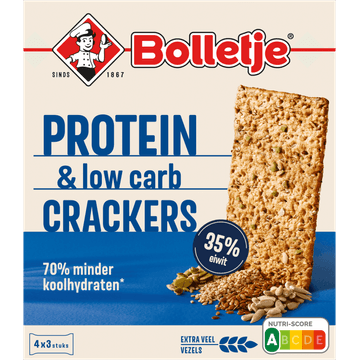 Bolletje Protein & Low Carb Crackers 4 x 3 Stuks 190 g