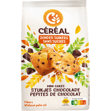 Céréal Zonder Suikers Mini Cakes Stukjes Chocolade 7 x 28 g
