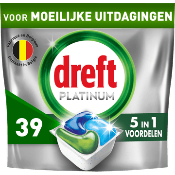 Dreft Platinum All In One Vaatwastabletten, Original, 39 Capsules