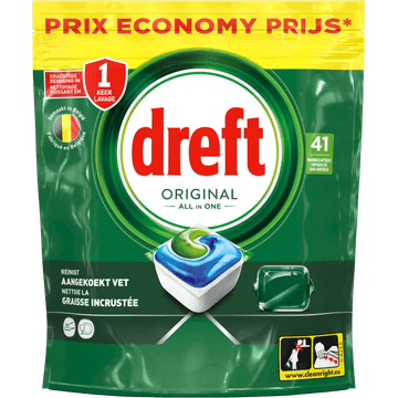 Dreft Original All In One Vaatwastabletten, Original, 41 Capsules