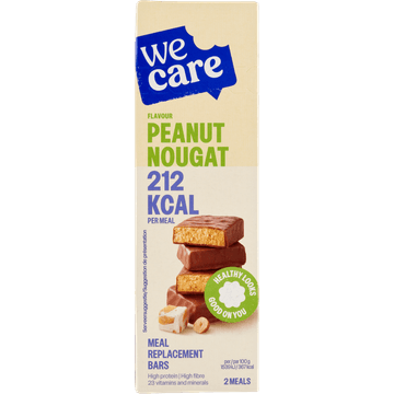 WeCare Flavour Peanut Nougat Meal Replacement Bars 2 x 58 g
