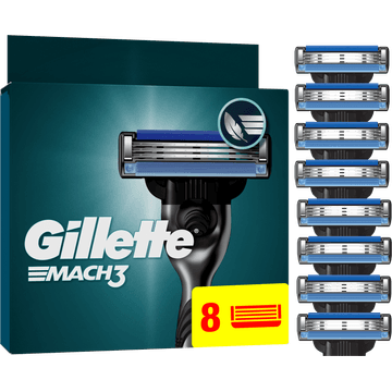 Gillette Mach3 Base 8 Navulmesjes Voor Mannen