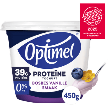 Optimel Proteïne Yoghurt Bosbes Vanillesmaak 0% Vet 450g