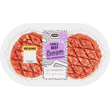 Jumbo Burger Rund- en Varkensvlees 2 Stuks