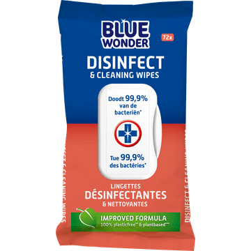 Blue Wonder Disinfect & Cleaning Wipes 72 Stuks