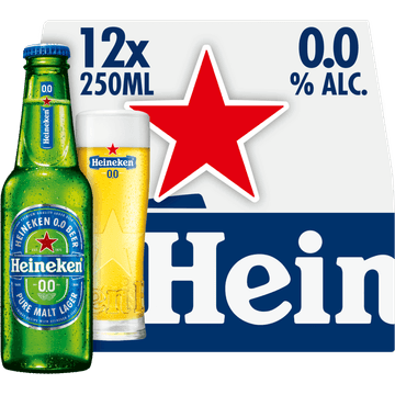 Heineken Premium Pilsener 0.0 Bier Draaidop Fles 12 x 250ml