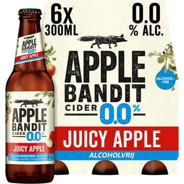 Apple Bandit Juicy Apple 0.0 Cider Fles 6 x 300ml