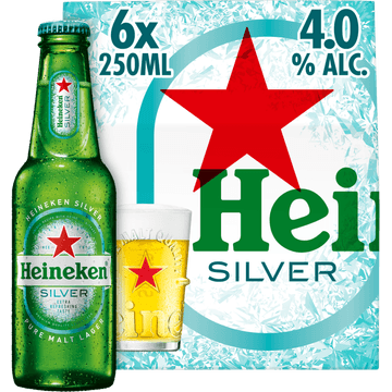Heineken Silver Bier Draaidop Fles 6 x 250ml