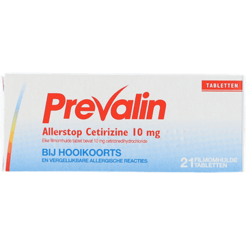 Prevalin Allerstop cetirizine 10 mg tabletten bij hooikoorts, 21 stuks