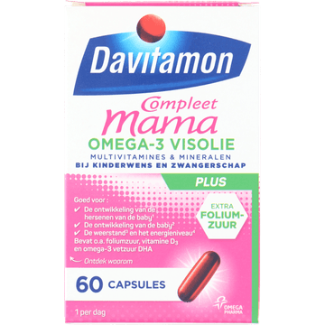 Davitamon Compleet mama plus omega-3 visolie capsules, 60 stuks