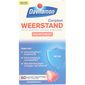 Davitamon Compleet weerstand kauwvitamines aardbei, 60 stuks