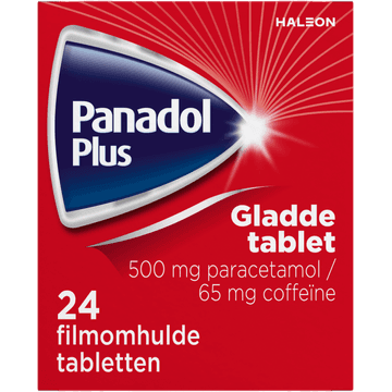 Panadol Plus gladde, pijnstillende tabletten 500 mg/ 65 mg, 24 stuks