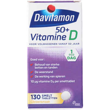 Davitamon Vitamine D smelttabletten 50+, 130 stuks