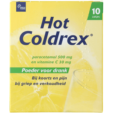 Hot Coldrex Poederzakjes voor drank met pijnstilling, 10 zakjes