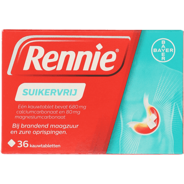 Rennie kauwtabletten Suikervrij bij brandend maagzuur, 36 stuks