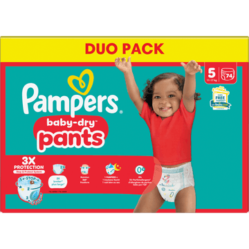 Pampers Baby-Dry Pants Luierbroekjes Maat 5, 74 Luierbroekjes