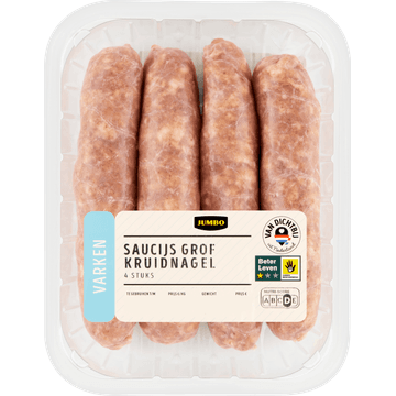 Jumbo Saucijs Grof Kruidnagel Varken 4 Stuks