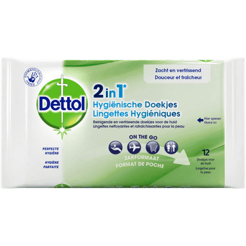 Dettol 2 In1 Hygienische Doekjes 12 Stuks