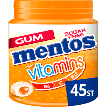 Mentos Gum Vitamins Citrus Blend Suikervrij Pot 45 stuks