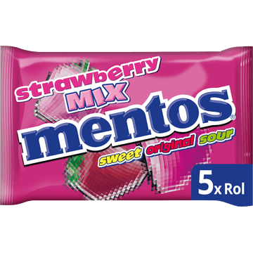Mentos Aardbei Mix Vegan 5-pack
