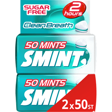 Smint Clean Breath Intense Mint Suikervrij Duopack 2 x 50 stuks