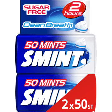 Smint Clean Breath Peppermint Suikervrij Duopack 2 x 50 stuks