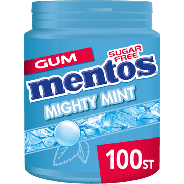 Mentos Gum Mighty Mint Suikervrij Pot 100 stuks