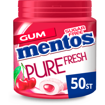 Mentos Gum Pure Fresh Cherry Suikervrij Pot 50 stuks