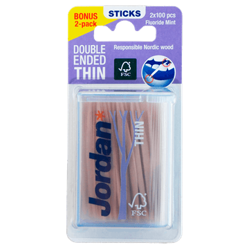 Jordan Tandenstokers Voordeelverpakking 2 x 100 Stuks