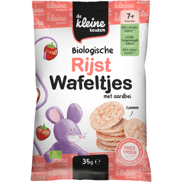 De Kleine Keuken Biologische Rijst Wafeltjes met Aardbei 7+ Maanden 35 g