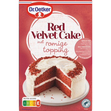 Dr. Oetker Red Velvet Cake met Romige Taart Topping Bakmix 293 g