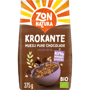 Zonnatura Biologische Krokante Muesli Pure Chocolade 375 g