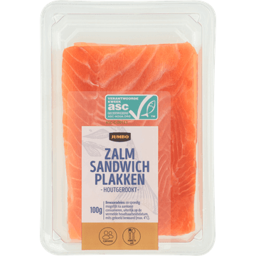 Jumbo Zalm Sandwich Plakken Houtgerookt 100G