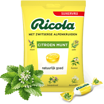 Ricola Citroen Munt Suikervrij Pastilles 20 Stuks 75 g