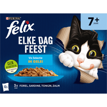 FELIX® Elke Dag Feest Senior Vis Selectie in Gelei Kattenvoer 12x85g
