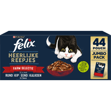 FELIX® Heerlijke Reepjes Farm Selectie Kattenvoer 44x80g