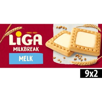 Liga Milkbreak Melk XL Voordeelverpakking 9x2 biscuits 367.5 g