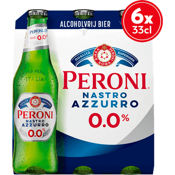 Peroni - Nastro Azzurro - 0,0% Alcoholvrij - Fles - 6 x 330ML