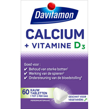 Davitamon Voedingssupplement Calsium + Vit D Mint 60 Tabletten
